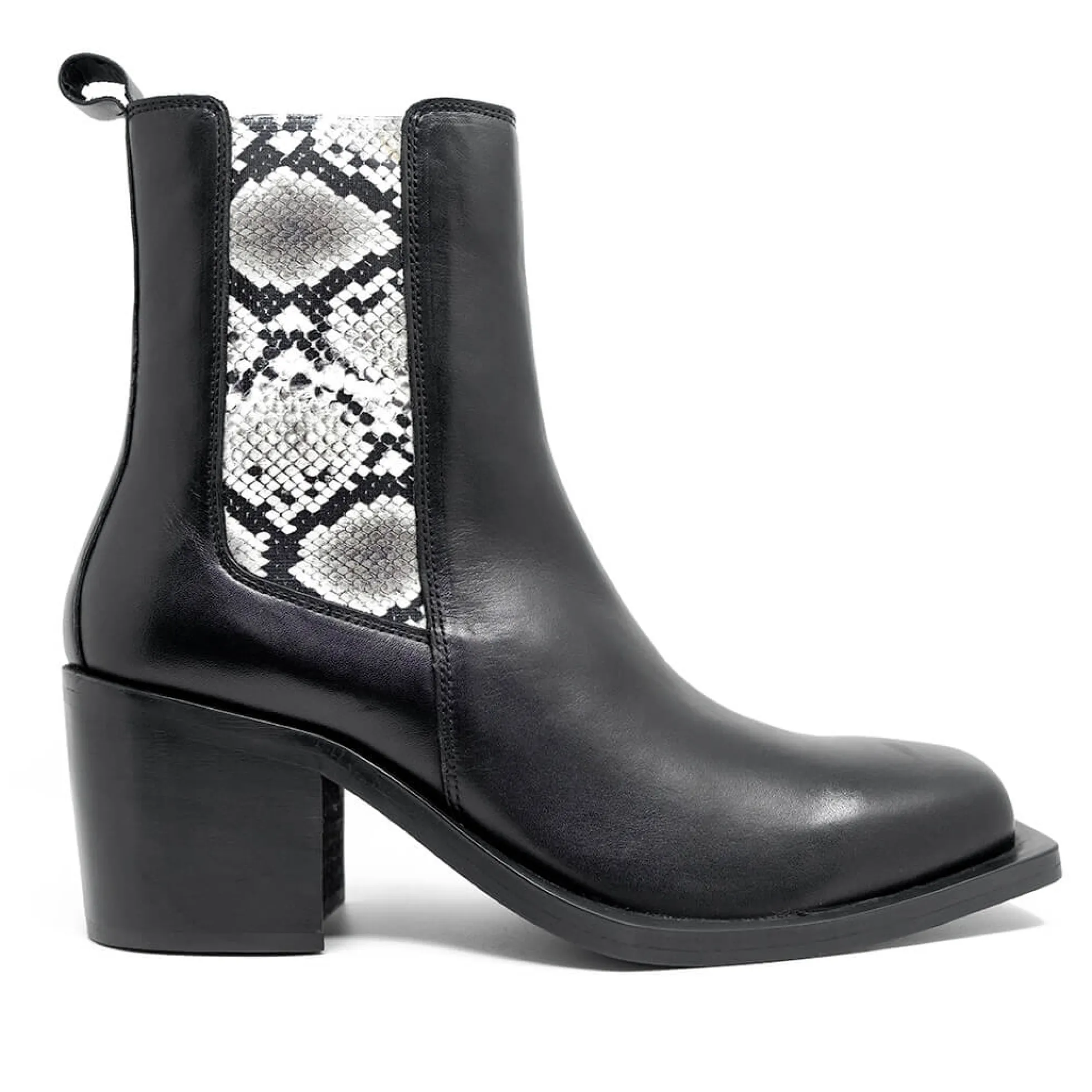 Walk London Nola Chelsea Boot Black & Snake Flash Sale