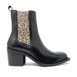 Walk London Nola Chelsea Boot Black & Leopard Shop