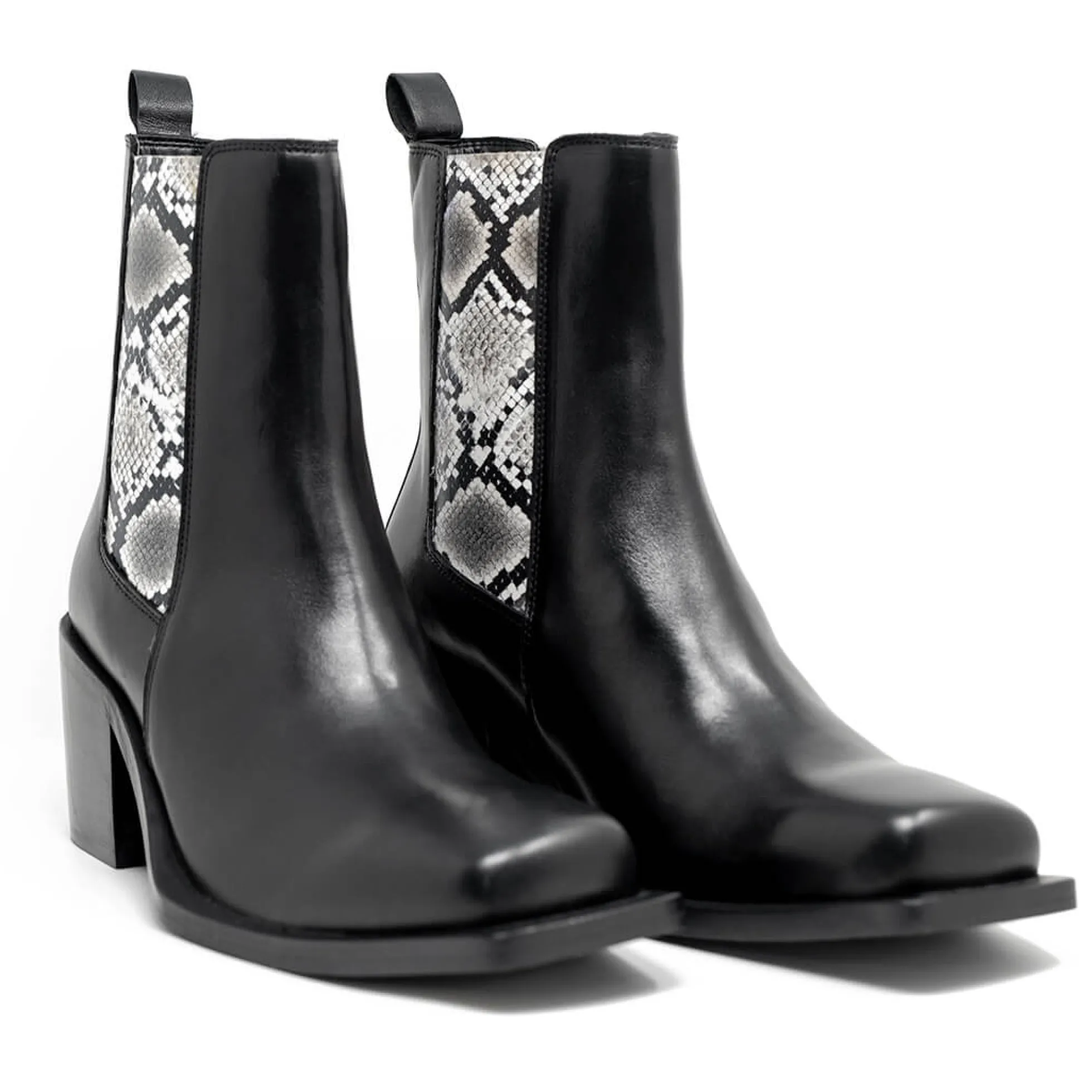 Walk London Nola Chelsea Boot Black & Snake Flash Sale