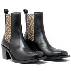 Walk London Nola Chelsea Boot Black & Leopard Shop