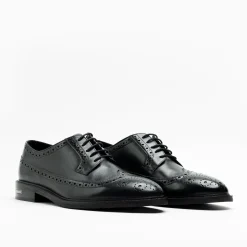 Walk London Oliver Brogue Shoe Black Leather Flash Sale