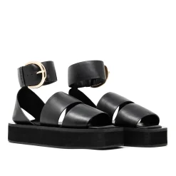 Walk London Oslo Strap Sandal Black New