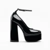 Walk London Phoenix Ankle Strap Court Platform Heel Black Store