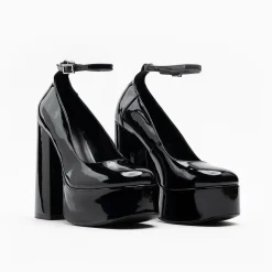 Walk London Phoenix Ankle Strap Court Platform Heel Black Store