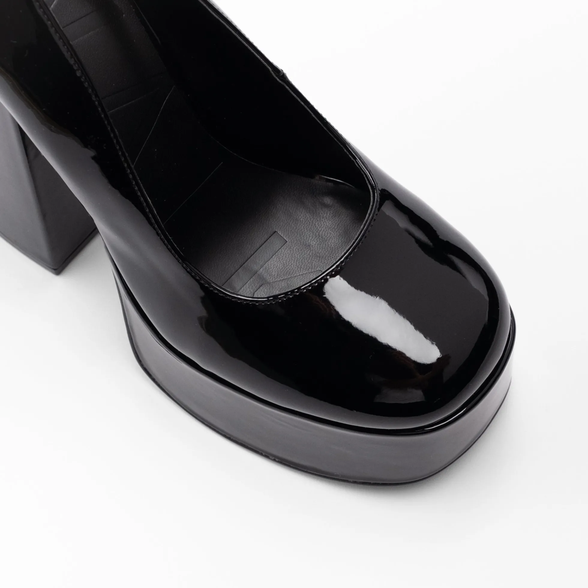 Walk London Phoenix Ankle Strap Court Platform Heel Black Store