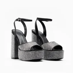 Walk London Phoenix Heeled Platform Sandal Black Best