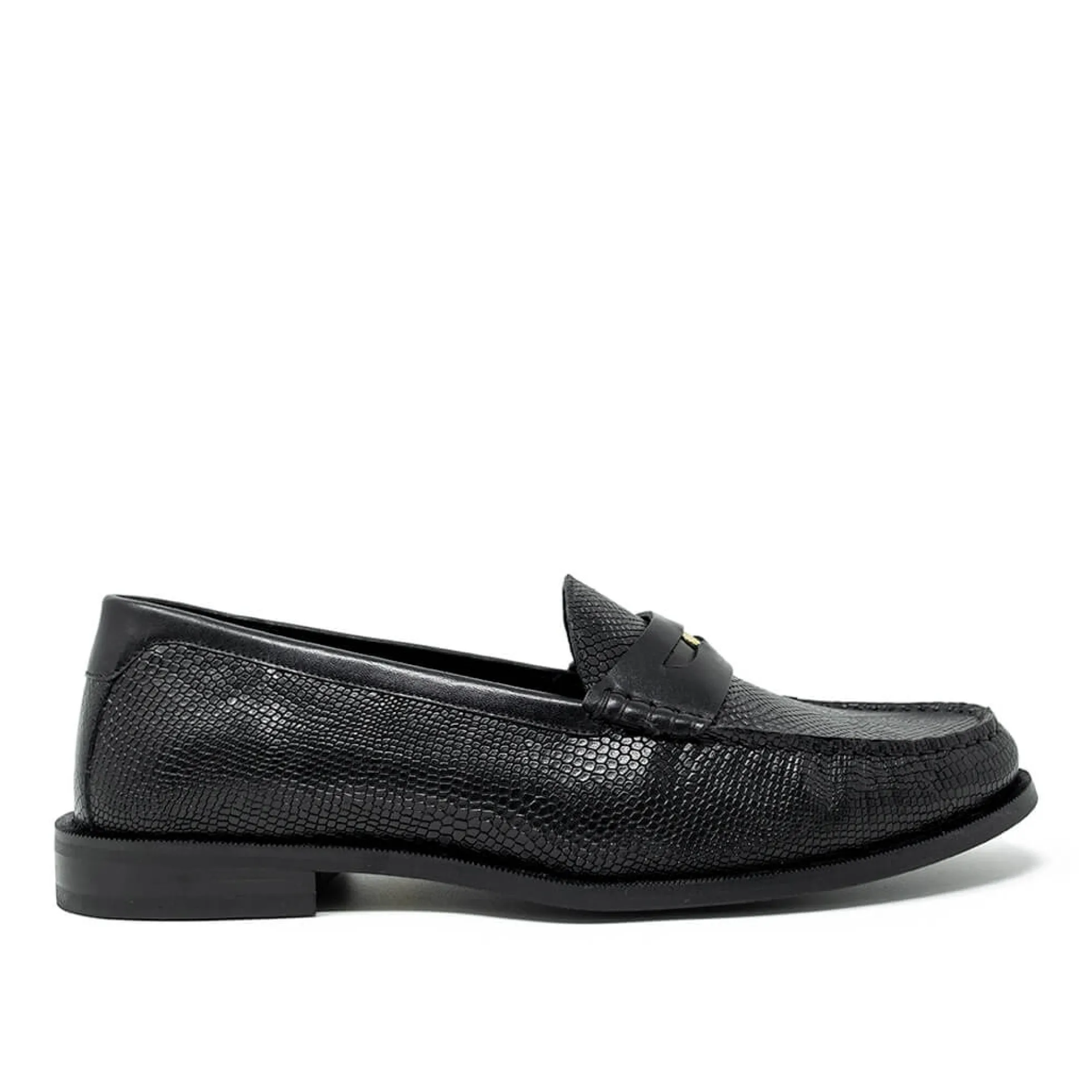 Walk London Riva Embossed Penny Loafer Black Shop
