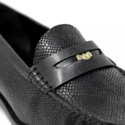 Walk London Riva Embossed Penny Loafer Black Shop