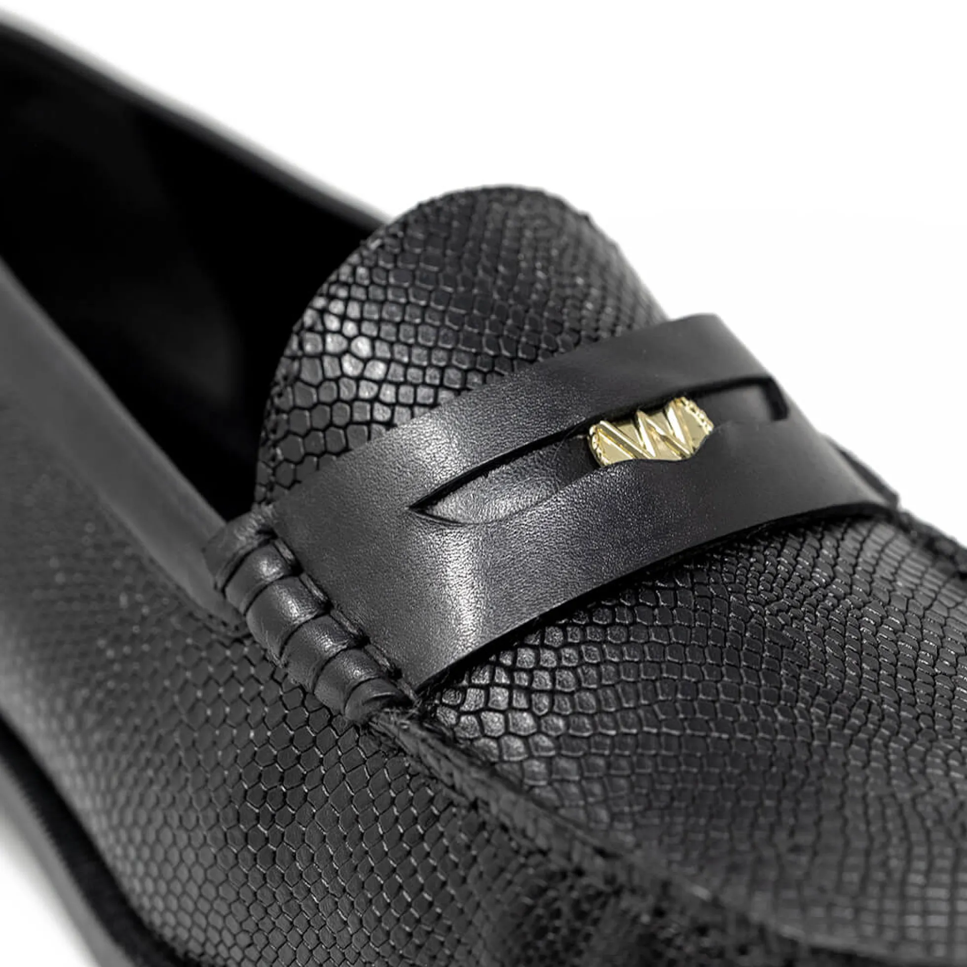 Walk London Riva Embossed Penny Loafer Black Shop
