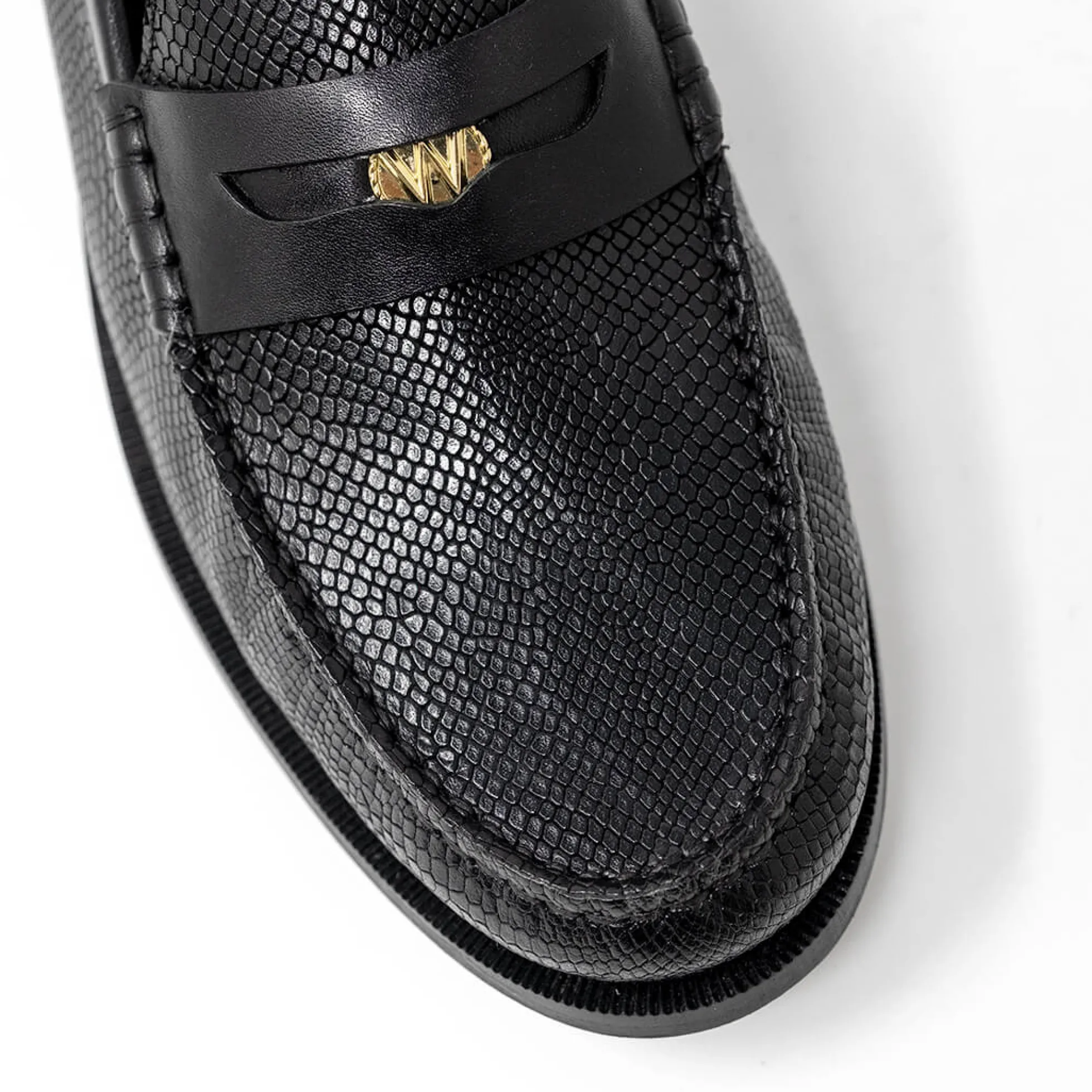 Walk London Riva Embossed Penny Loafer Black Shop