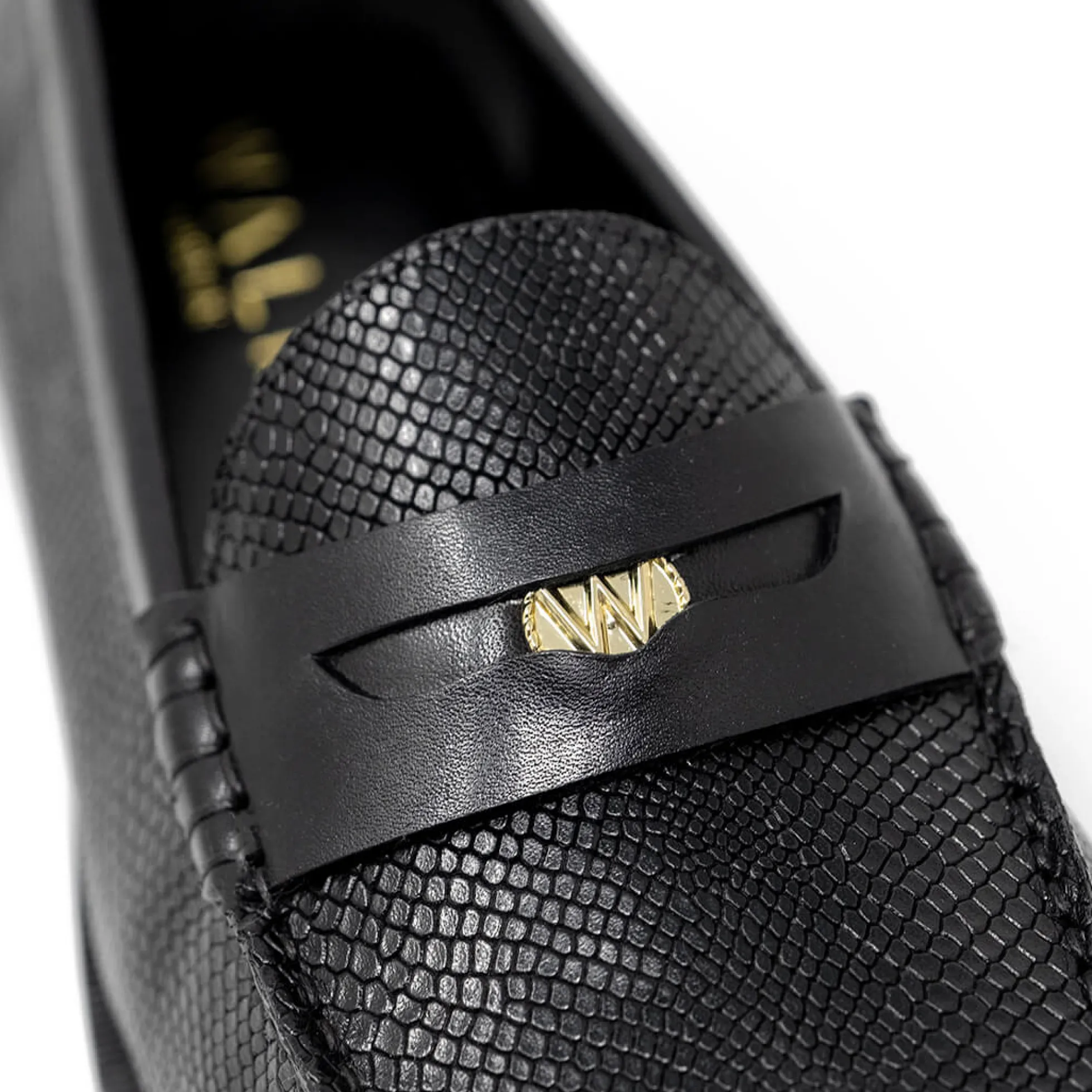 Walk London Riva Embossed Penny Loafer Black Shop