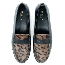 Walk London Riva Saddle Loafer Grey Leopard Store