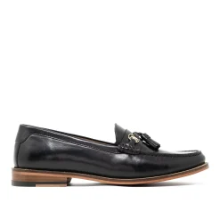 Walk London Riva Tassel Loafer Black Leather Flash Sale