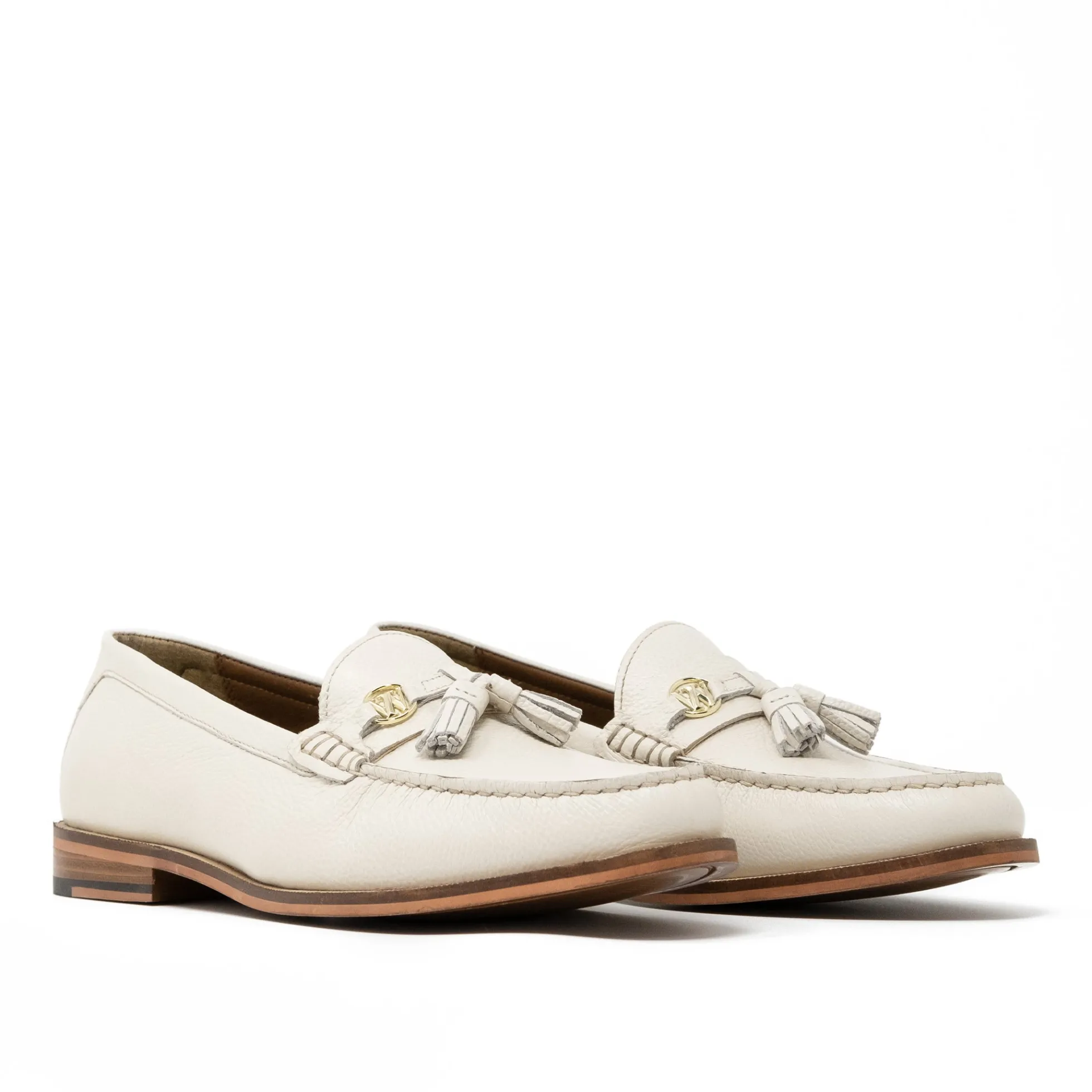 Walk London Riva Tassel Loafer Off White Leather Discount