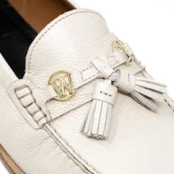 Walk London Riva Tassel Loafer Off White Leather Discount