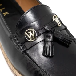 Walk London Riva Tassel Loafer Black Leather Flash Sale