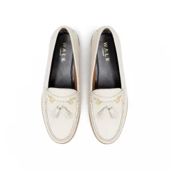 Walk London Riva Tassel Loafer Off White Leather Discount