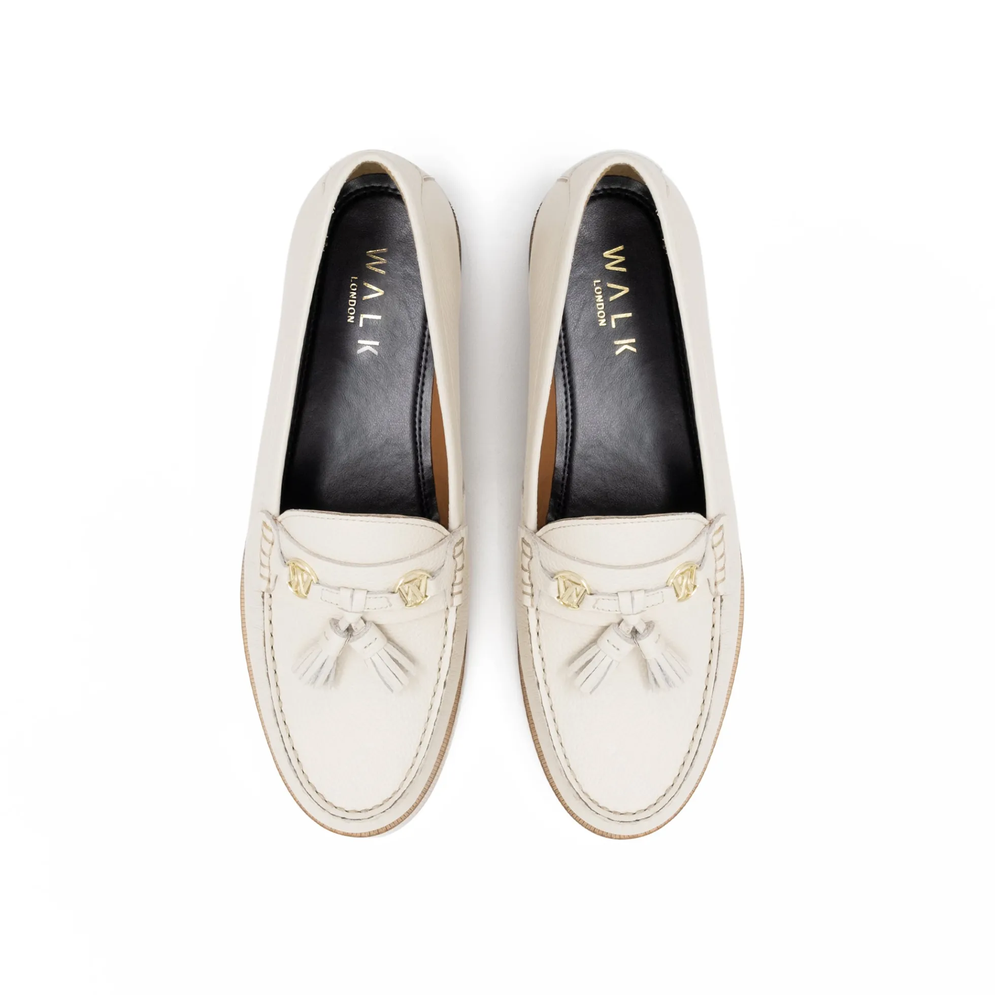 Walk London Riva Tassel Loafer Off White Leather Discount