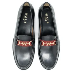 Walk London Riva Trim Loafer Black Leather Store