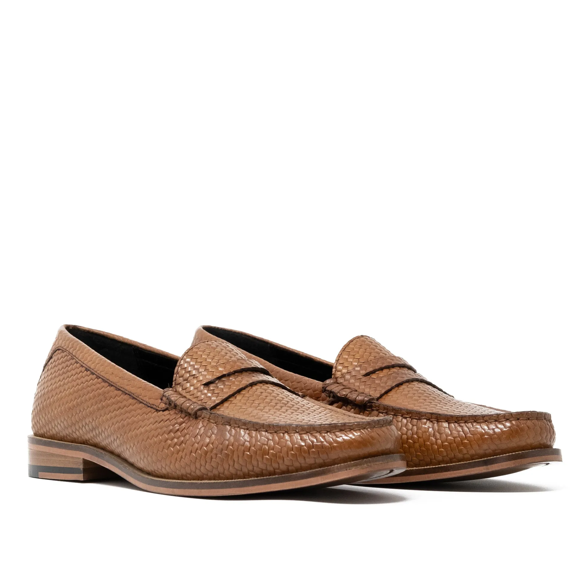 Walk London Riva Weave Loafer Tan Leather Flash Sale