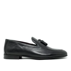 Walk London Terry Tassel Loafer Black Leather Best