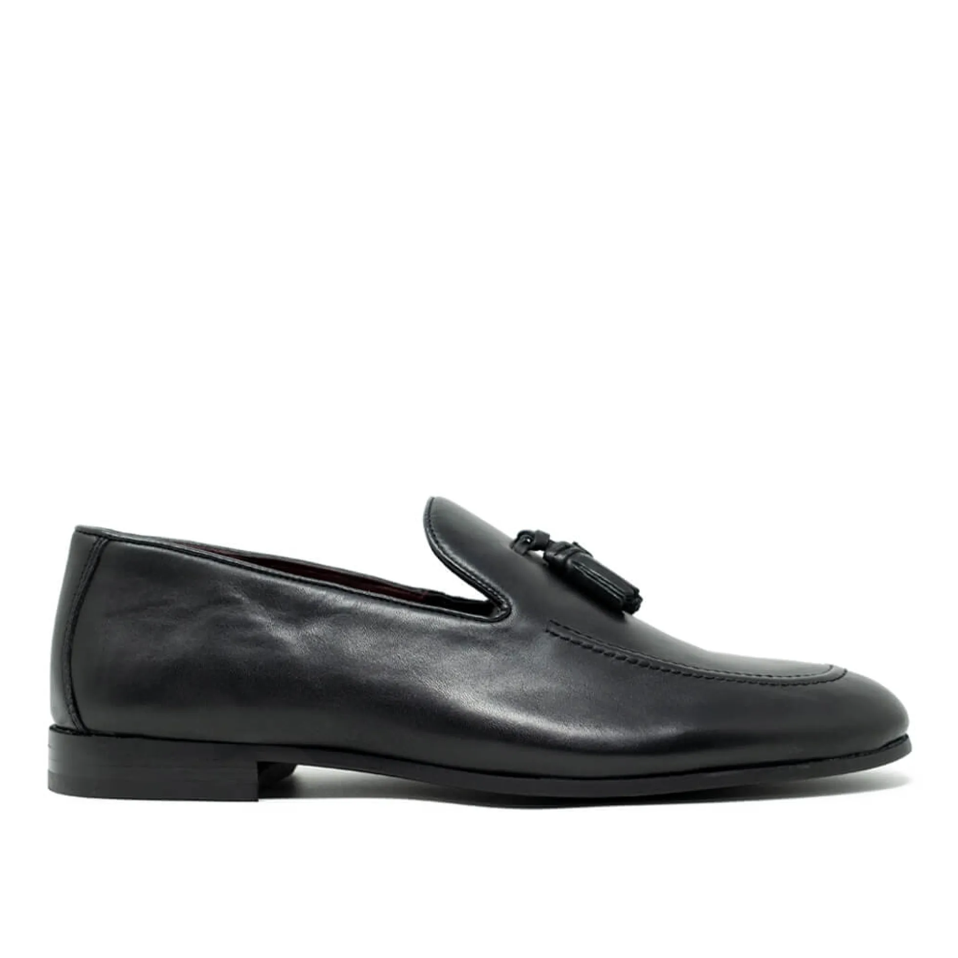 Walk London Terry Tassel Loafer Black Leather Best