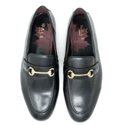 Walk London Terry Trim Loafer Black Leather Store