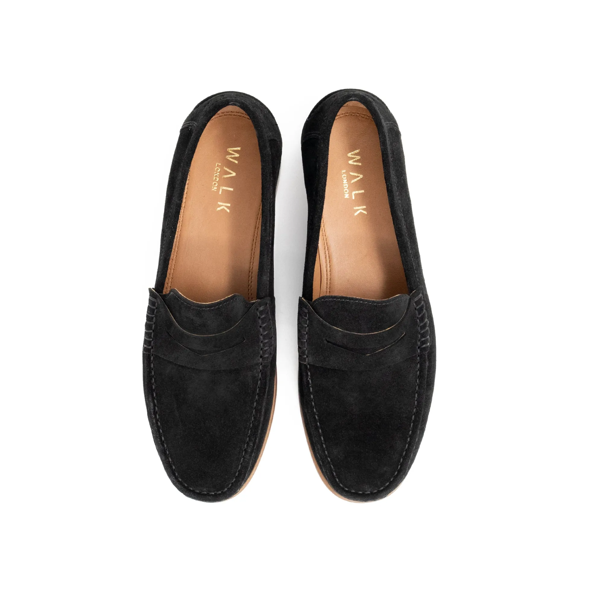 Walk London Tino Saddle Loafer Black Suede Outlet
