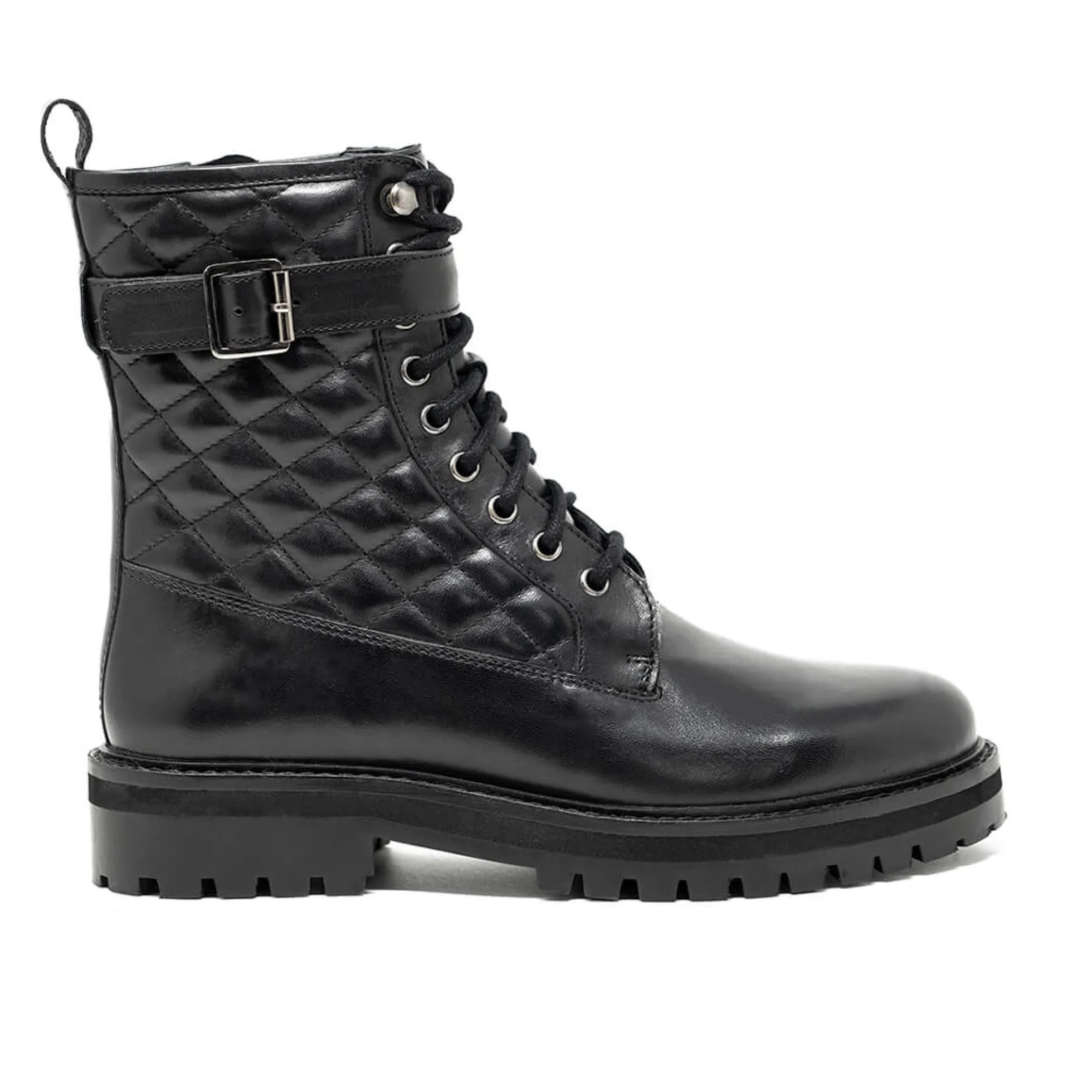 Walk London Vera Quilted Combat Boot Black Shop