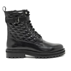 Walk London Vera Quilted Combat Boot Black Clearance