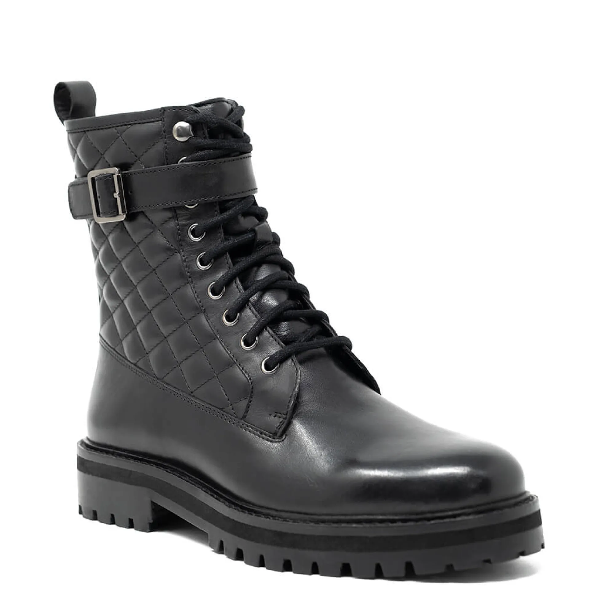 Walk London Vera Quilted Combat Boot Black Shop