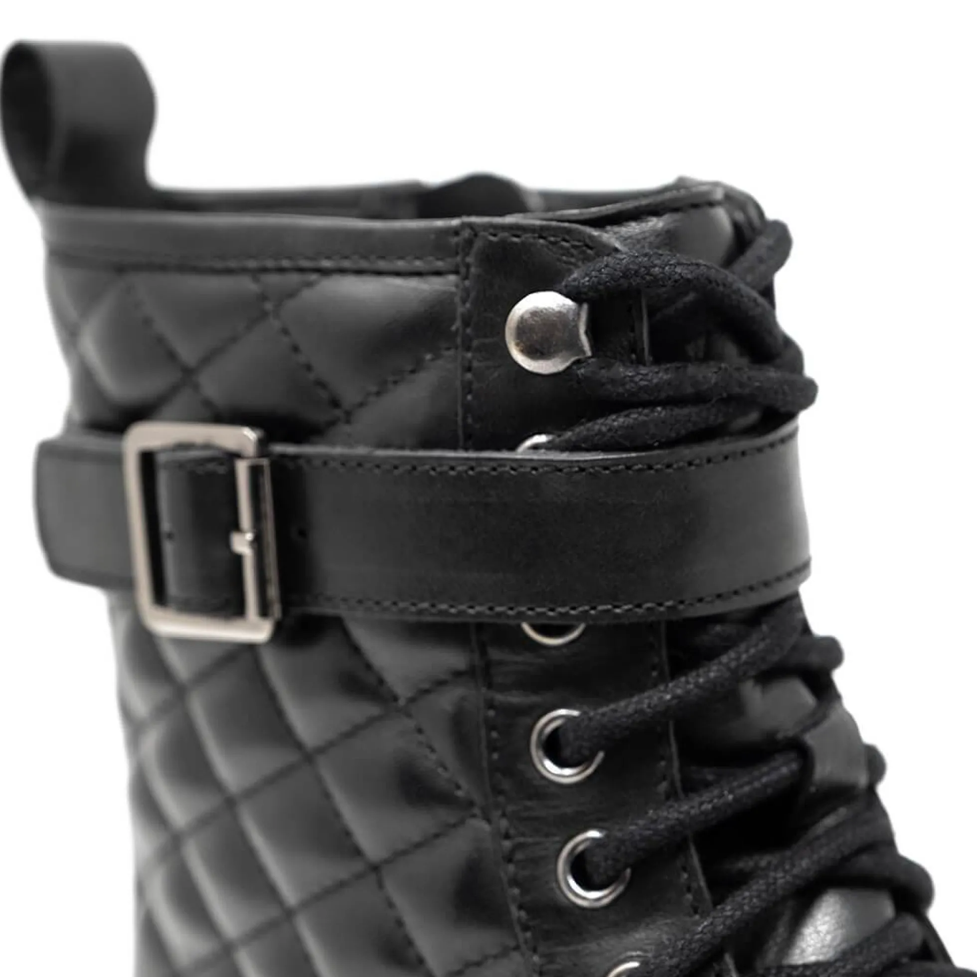 Walk London Vera Quilted Combat Boot Black Clearance