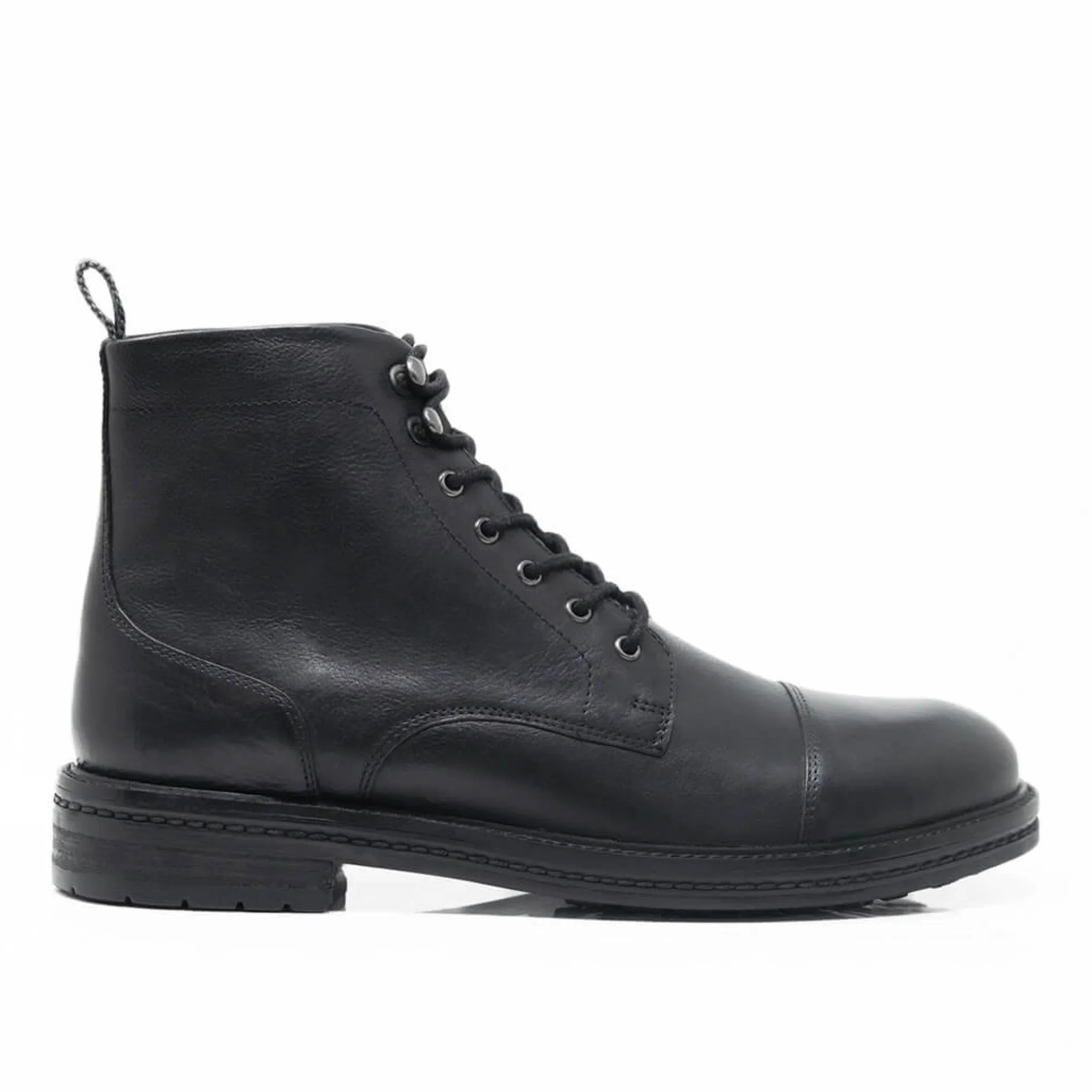 Walk London Wolf Toe Cap Boot Black Leather Best Sale