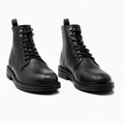 Walk London Wolf Toe Cap Boot Black Leather Best Sale